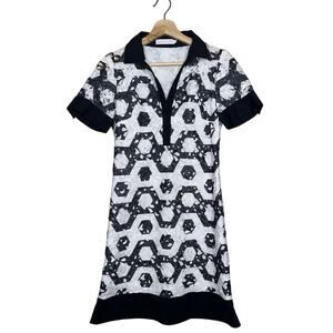 Anne Fontaine Black & White Lace Shift Dress EU 36/US 0 Chic Floral Crochet